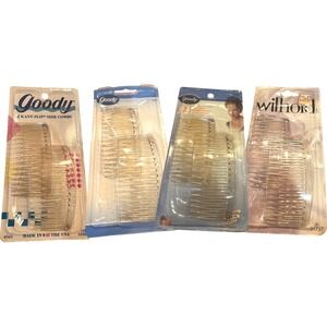 Vintage Goody Wilhold Kant-Slip Side Combs Lot of 4 Clear Tortoise 1989-2002 USA